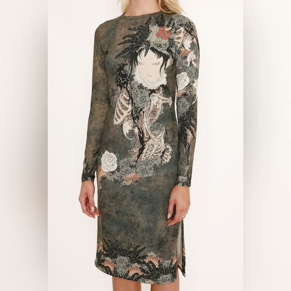 Blackmilk Takato Yamamoto Deviated Pleasure Horn Long Sleeve Tee Dress